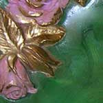 Pittura su ceramica con rose in rilievo e oro falso - cod#DD-B4