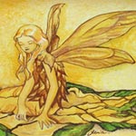 Fata dipinta su legno con drago in rilievo - cod#PL-A5